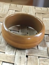 Vintage Faux Brown Wood Plastic Bangle Bracelet – 2.5 inches in diameter x - £13.38 GBP