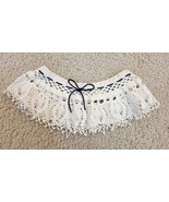 Vintage Handmade Crocheted White Collar Circa 1930s Navy Blue String Pul... - $241.61 MXN