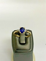 14K Yellow Gold Oval Sapphire And Diamond Ring - £315.75 GBP