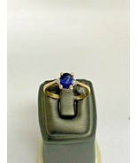 14K YELLOW GOLD OVAL SAPPHIRE AND DIAMOND RING - £310.72 GBP