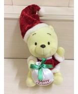 Disney Winnie The Pooh Bear dressed as Santa Hood Plush Doll. Christmas Rare - $25.00
