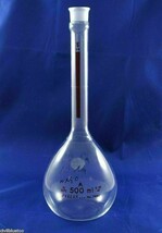 Pyrex Brand 5660 Class A  Volumetric Flask 500 mL Lifetime Red No Stopper - £7.79 GBP