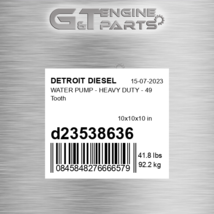 D23538636 Water Pump - Heavy Duty - 49 Fits Detroit Diesel (New Aftermarket) - £780.48 GBP