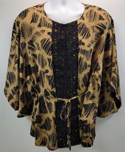 L) Dana Buchman Woman Animal Print Loose Blouse Shirt Top XL - $18.80