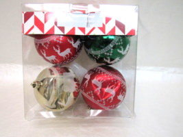 Holiday Lane Christmas Cheer Set of 4 Shatterproof Decorated Red,Green,G... - $5.92