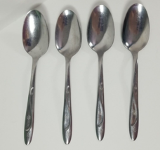4 International Silver Americana Star Stainless Soup Spoons Flatware MCM Atomic - £9.69 GBP