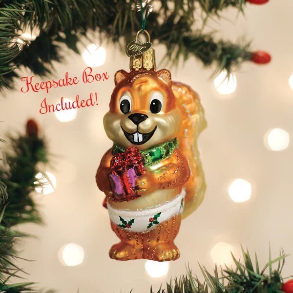 Primary image for Silly Squirrel Old World Christmas Blown Glass Collectible Holiday Ornament