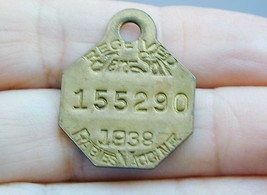 1938 Rabies Vaccination License Dog Tag Marion Ohio - £19.66 GBP