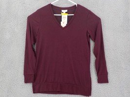 Lucky Brand Womens Sweater Sz S Maroon V-NECK Long Sleeve Blouse Soft Shirt Nwd - £7.82 GBP