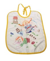 Hand Embroidered Baby Bib Jack &amp; Jill Nursery Rhyme Feeding Drool Cotton  - £7.58 GBP