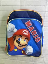 Nintendo Super Mario Logo School Backpack Bag Blue Red Zipper Closure NEW - £19.08 GBP