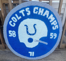 Vtg Baltimore Colts Professionally Made Round Rug NFL Championship / Sup... - £197.50 GBP