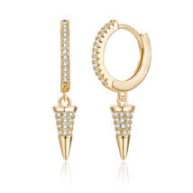 Cubic Zirconia &amp; 18K Gold-Plated Awl Huggie Earrings - £11.87 GBP