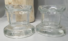 Home Interiors Candle Holders Pillar Votive Reversible Clear Glass Set of 2 - $18.16