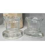 Home Interiors Candle Holders Pillar Votive Reversible Clear Glass Set of 2 - £14.28 GBP