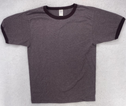 Y2K Blank Shirt Mens Medium Made in USA Heather Brown Short Sleeve Tee Vintage - $19.79