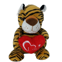 Hug &amp; Luv Valentine Tiger Red Heart Love Plush Stuffed Animal 2014 6.75&quot; - £15.51 GBP