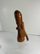 Vtg Hand Carved Wood God of Longevity Figure Statue Elongated Head Smiling - £30.15 GBP