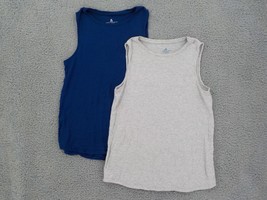 JANE AND BLEECKER 2 PK LOUNGE TANK TOP WOMENS SZ S (4-6) NAVY BEIGE HI-L... - $7.99