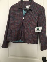 1pc Erin London Women&#39;s Colorful Tweed Zip Up Blazer Jacket Coat Size Small  - £36.77 GBP