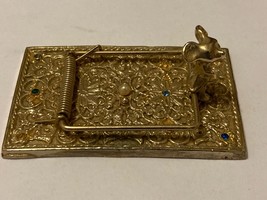 Vtg Jeweled Gold Tone Mouse Trap Novelty Paperweight Desk Top - £16.03 GBP