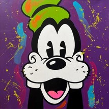 Paulina Del Mar Morado Goofy Original Acrílico en Lienzo 24x24 Disney - £402.58 GBP