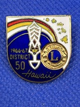 Lions Club Vintage Lapel Pin Hawaii District 50 1966 1967 White Blue Gol... - $14.82