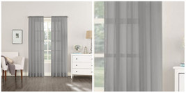 Elegance (2) Curtains Drapes Set 84&quot; Long Rod Pocket Solid - Gray - P02 - £26.62 GBP