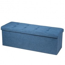 Fabric Folding Storage with Divider Bed End Bench-Navy - Color: Navy - £58.54 GBP