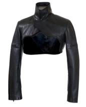 Biker Classic Black Jacket Womens Slim-fit Genuine Leather Crop Motorcycle Shrug - £85.77 GBP+