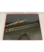 VTG JIM SHICK Hot Sessions Trombone Poster 24&quot;X 18&quot; Framed Glass 1984  - £53.11 GBP