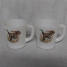 Fire King Mallard Duck Coffee Mugs Cups 2 Matching Hunting Upland Birds - £23.56 GBP