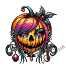 Gothic Pumpkin Queen: Dark Fantasy Halloween PNG CLIP ART DIGITAL ART DO... - $0.99