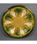 Pottery Plate Serving Gold &amp; Green Leaves White Grapes 7.5&quot; Candle Plate... - £7.79 GBP
