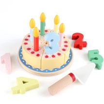 Wooden Cutting Birthday Cake Toys,Diy Pretend Play With Candles For Kids,Play Fo - £26.58 GBP