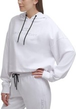 DKNY Womens Sport Rhinestone Logo Cotton Hoodie Size X-Large Color White - £61.57 GBP