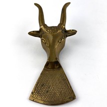 Vintage Solid Brass Jack Horn Bull Door Holder 9.5&quot;L W4&quot;  Very Good Cond. - £28.85 GBP