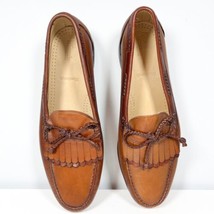 Allen Edmonds WOODSTOCK Men’s 13 E Brown Leather Moc Toe Kilted Loafers Shoes - £46.54 GBP
