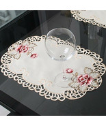 4pcs Floral Printing Lace Trim Embroidered Dining Table Mats Doilies Kit... - $9.89