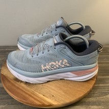 HOKA One One Bondi 7 Womens Size 10 Shoes Blue Pink Trail Running Sneakers - $34.64