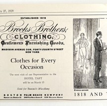 Brooks Brothers Clothing Company February 1929 Advertisement Madison Ave DWAA22 - £21.95 GBP