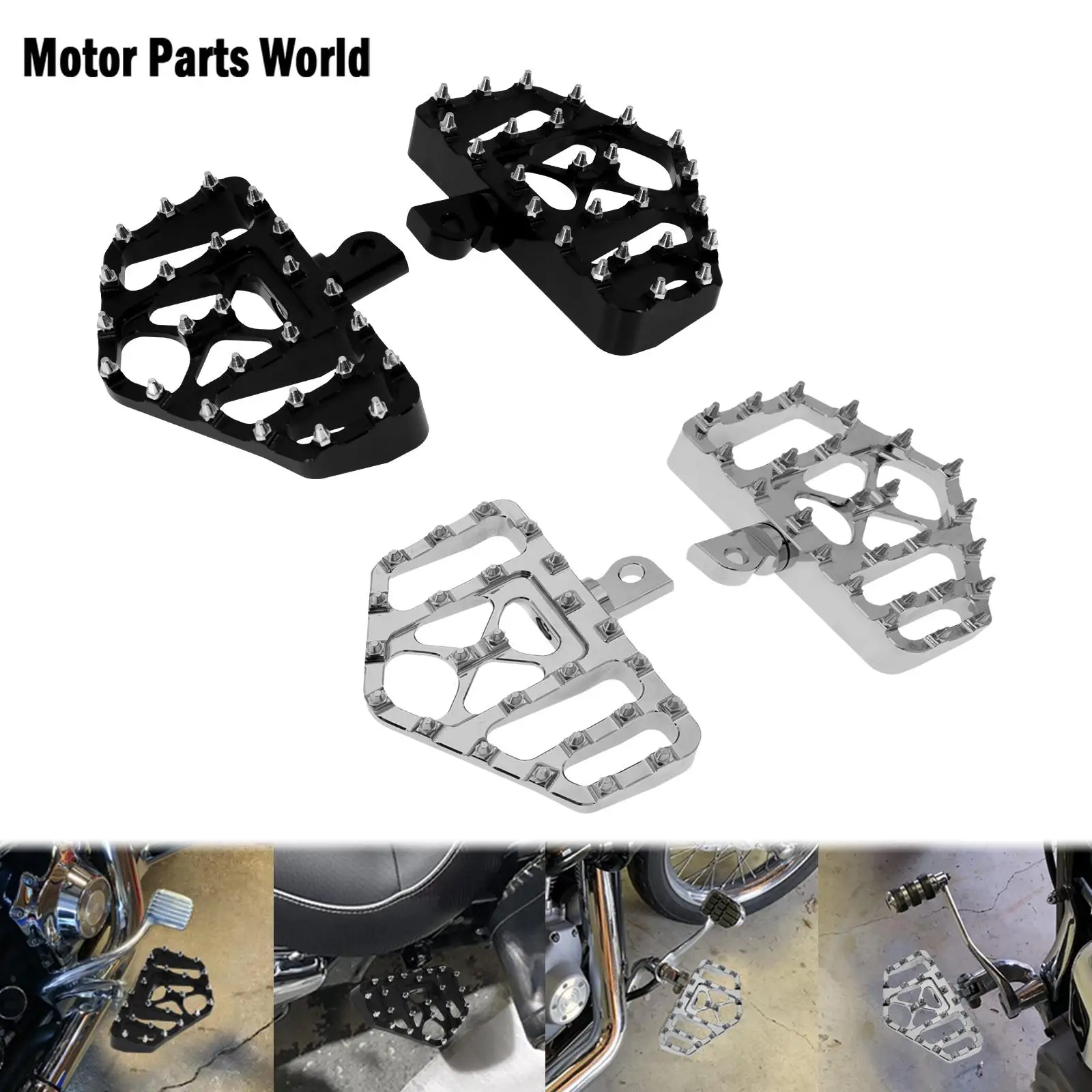 Motorcycle CNC Wide Foot Pegs Black/Chrome Floorboard For Harley Dyna To... - $122.50