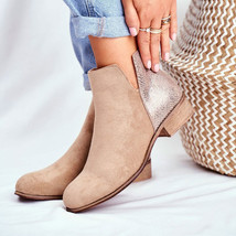 Woman Vintage Low Heels Women Retro PU Leather Ankle Boots Women&#39;s Zip Ladies Sh - £29.64 GBP
