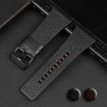 28mm Cow Genuine Leather Black/Brown Watch Strap/Band + GIFT: Changing Tool - £19.95 GBP