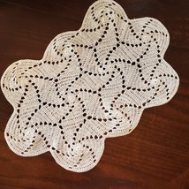 Vintage Estate Handmade Crochet Table Dresser Doily Approx 19x12&quot; Off Wh... - $14.96