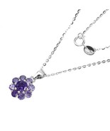 Natural Round Amethyst 5mm 14K White Gold Plate 925 Sterling Silver Neck... - £106.44 GBP