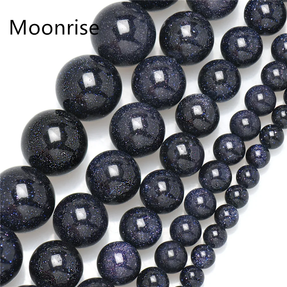 Natural Blue SandStone Round Loose Beads 16&quot; Strand 4 6 8 10 MM Pick Size For - £8.57 GBP+