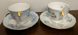Aynsley 2 Sets of Bone China Tea Cup Teacup and Saucer Light  Blue / Mint Green - £17.27 GBP