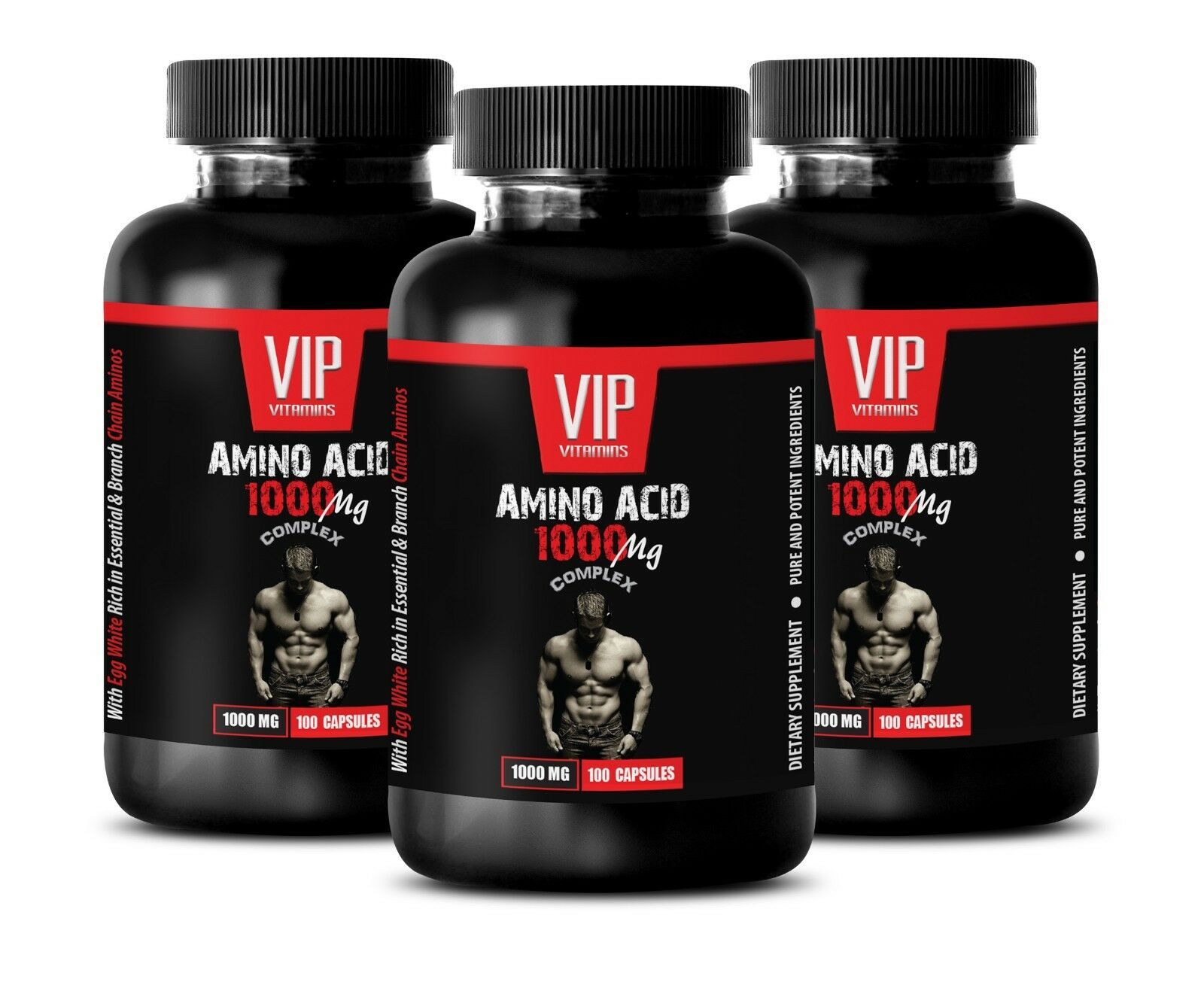 Primary image for muscle soreness recovery - AMINO ACID 1000mg - prevent muscle wasting 3 Bottles