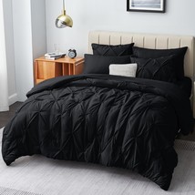 Full Comforter Set - 7 Pieces Comforters Full Size Black, Pintuck Bed In... - £62.77 GBP